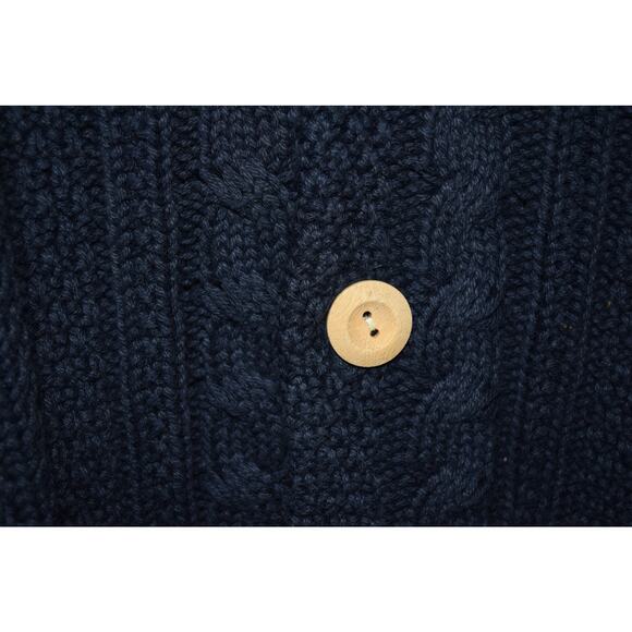 J. Crew Navy Cable Knit Button-Up Cardigan Sweater Men’s Medium - Picture 3 of 4